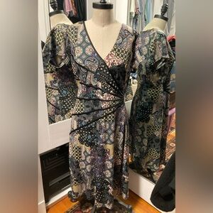 NWT Connected Apparel A-line Print Cap Sleeve Dress - Size 12 Petite